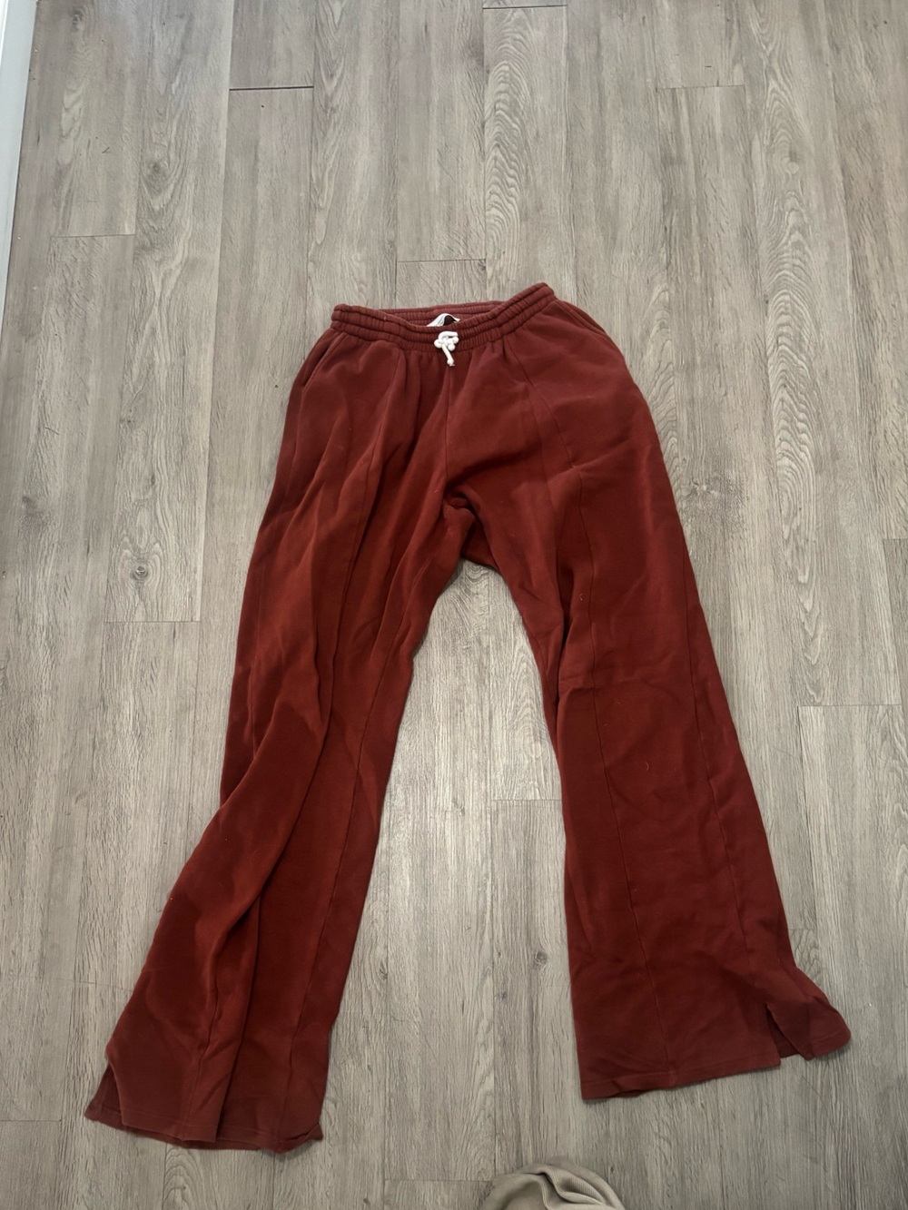 HeavyManner Maroon straight leg Drawstring Lounge Pants